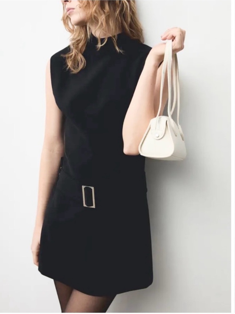 Mango-Sleeveless Belted Minidress. Black Size: Small
